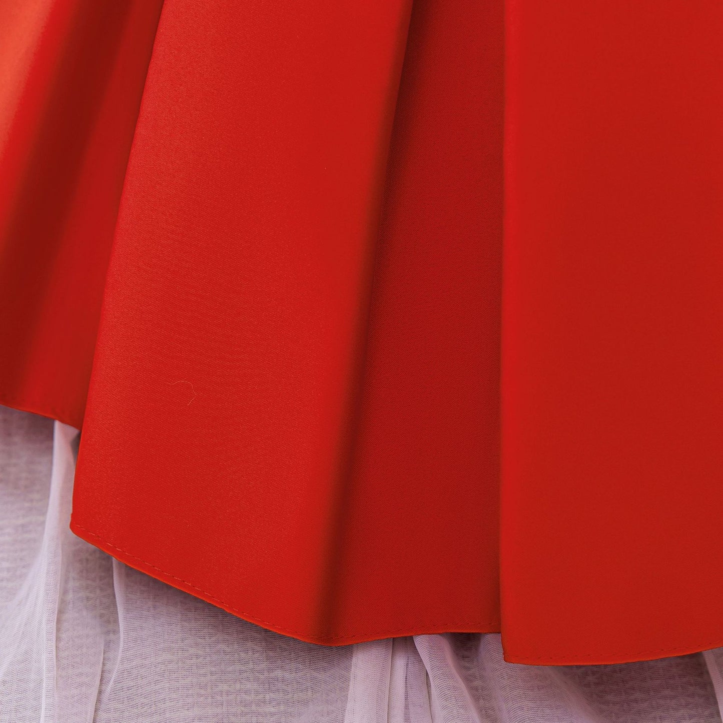 Red Puffy Satin Princess Ball Gown Dress for Girls | Embroidered Tea Length Formal Dress