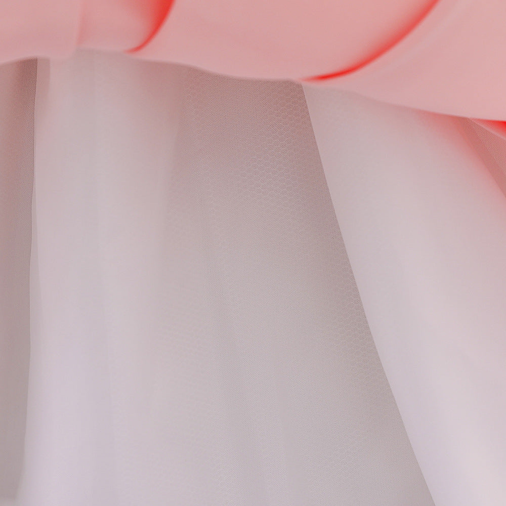 Cute Puffy Satin Princess Dress for Girls – Tea Length Party & Wedding Gown