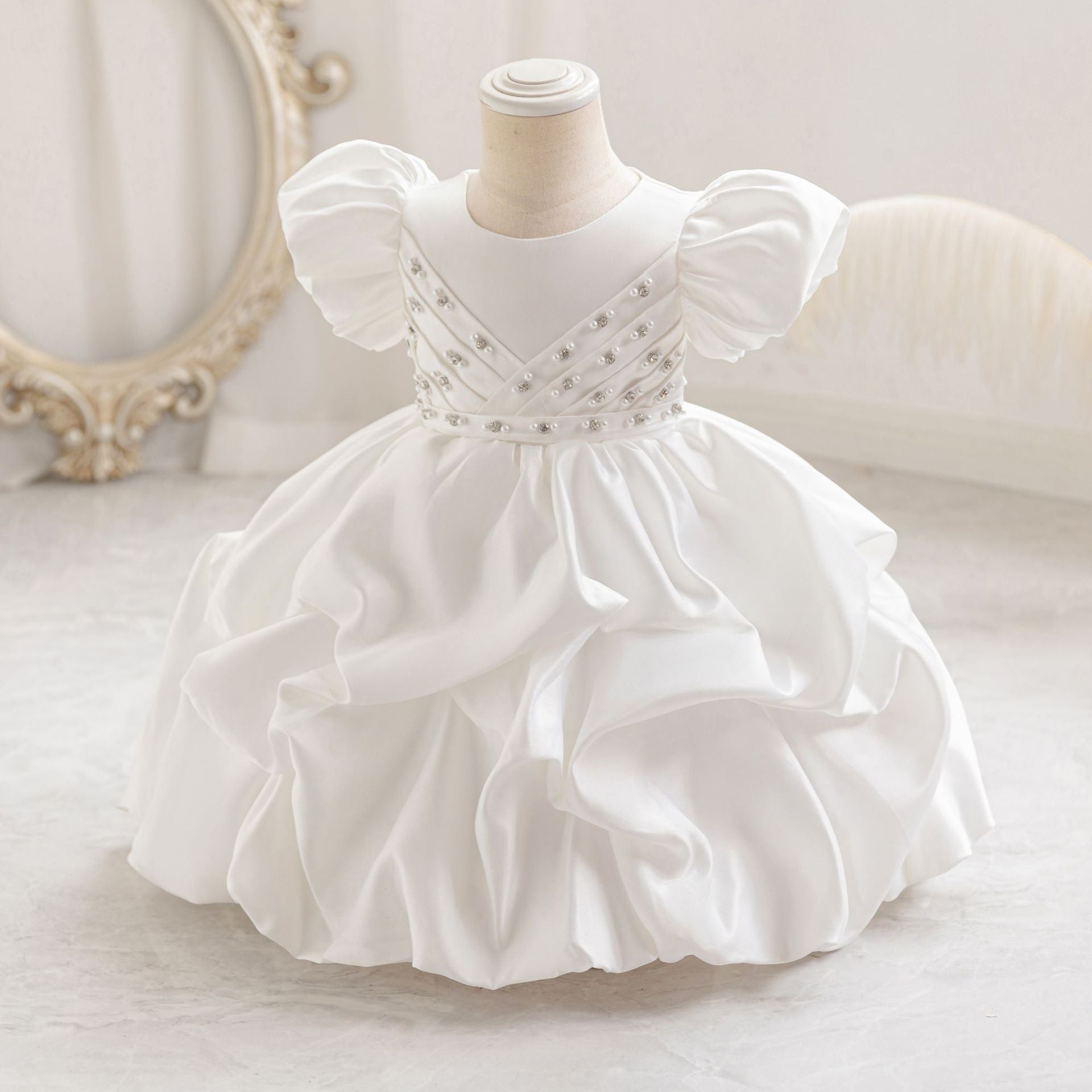 Frocklet Puffy Satin Princess Dress with Sequins & Beads | Girls' Cute Party Gown 9