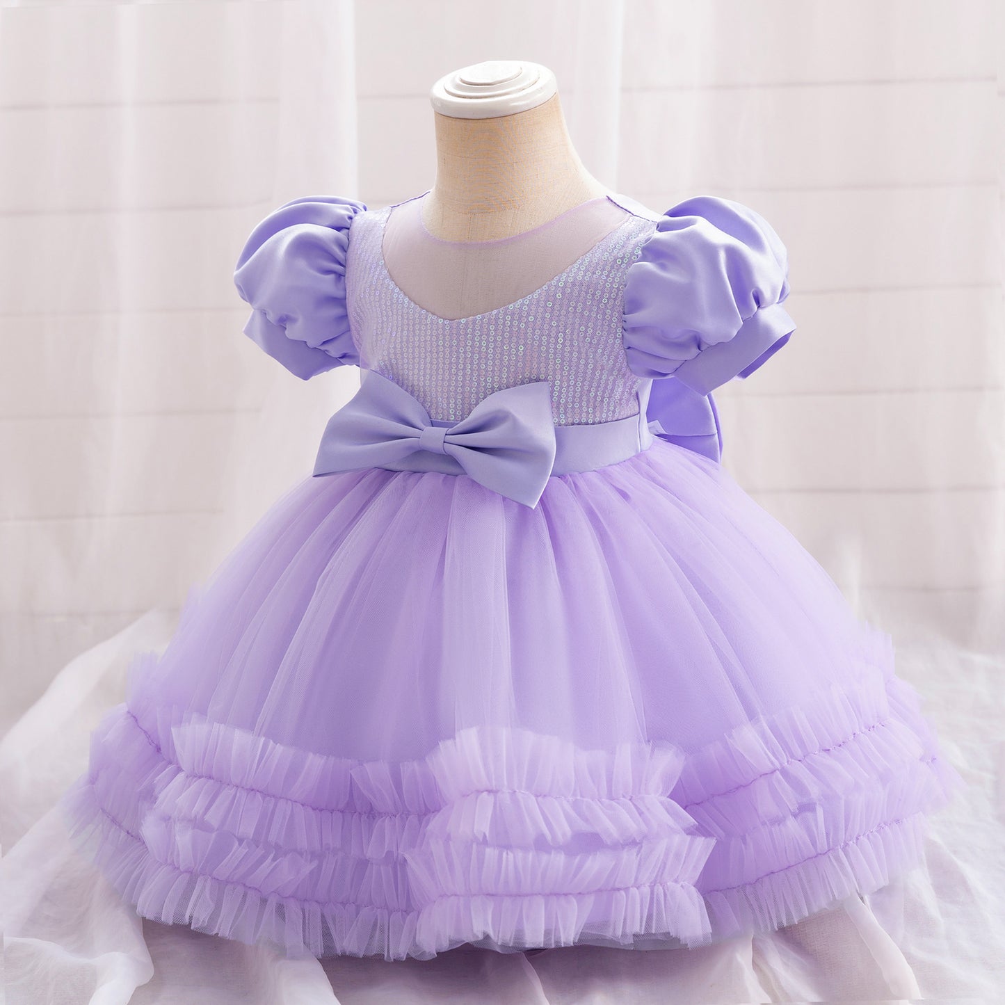 Cute Puffy Princess Dress for Toddlers – Sequin Tulle Ball Gown