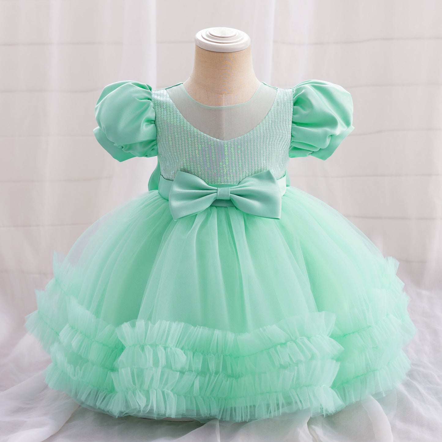 Cute Puffy Princess Dress for Toddlers – Sequin Tulle Ball Gown