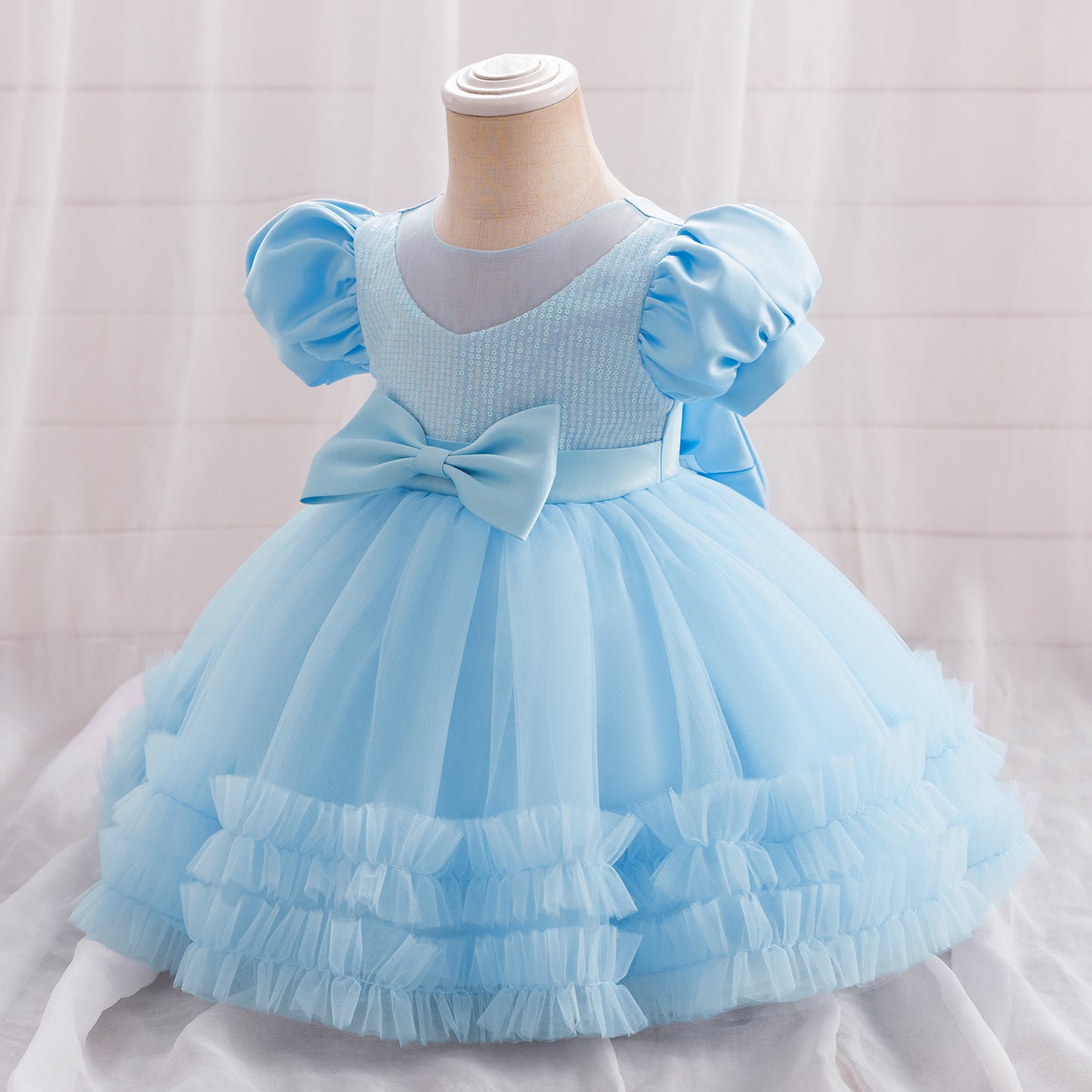 Cute Puffy Princess Dress for Toddlers – Sequin Tulle Ball Gown