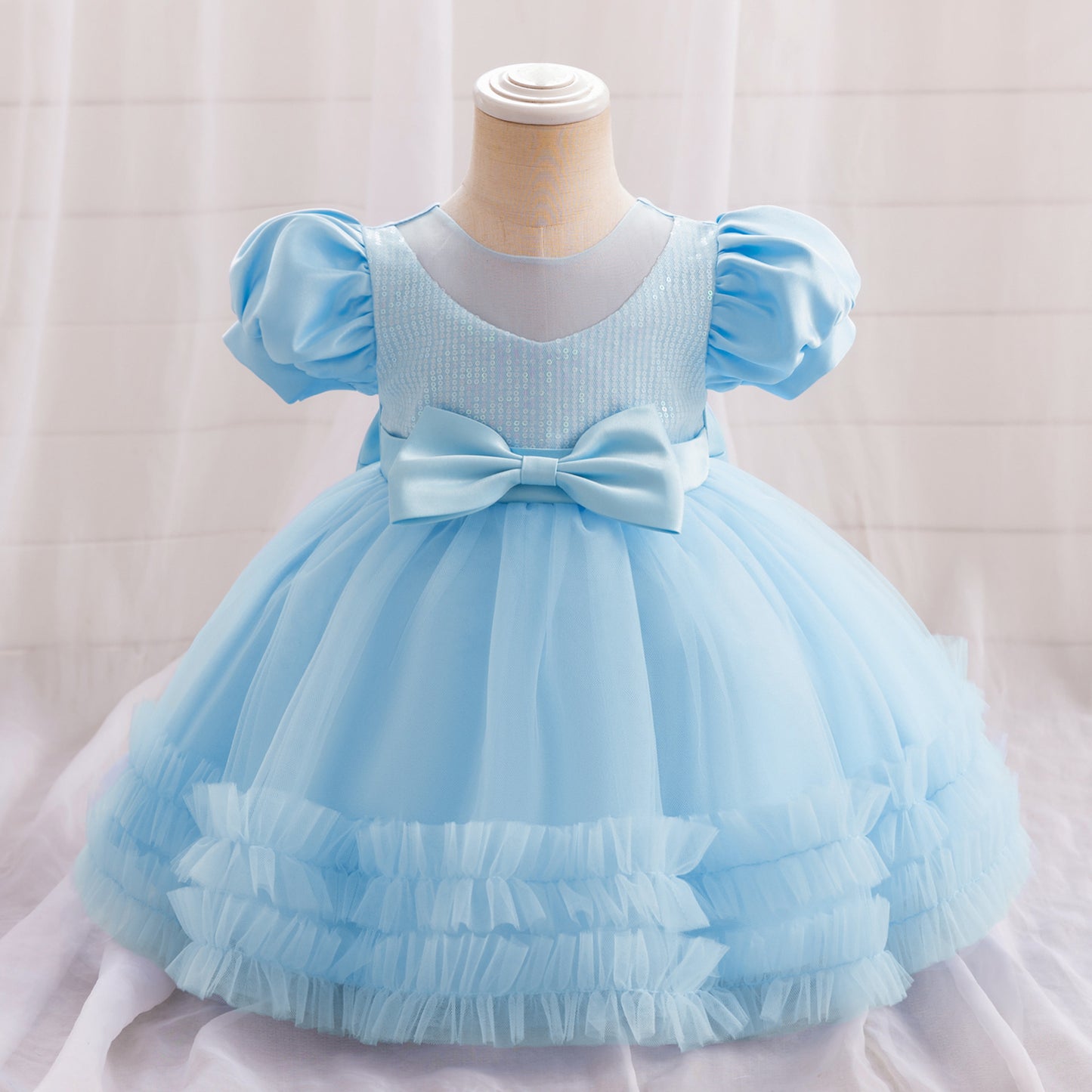 Cute Puffy Princess Dress for Toddlers – Sequin Tulle Ball Gown