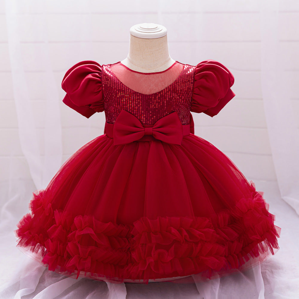 Cute Puffy Princess Dress for Toddlers – Sequin Tulle Ball Gown