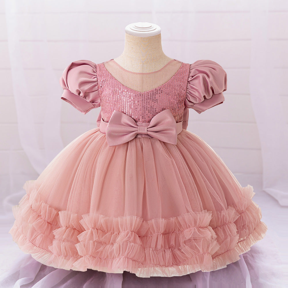 Cute Puffy Princess Dress for Toddlers – Sequin Tulle Ball Gown