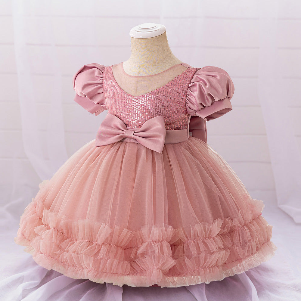 Cute Puffy Princess Dress for Toddlers – Sequin Tulle Ball Gown