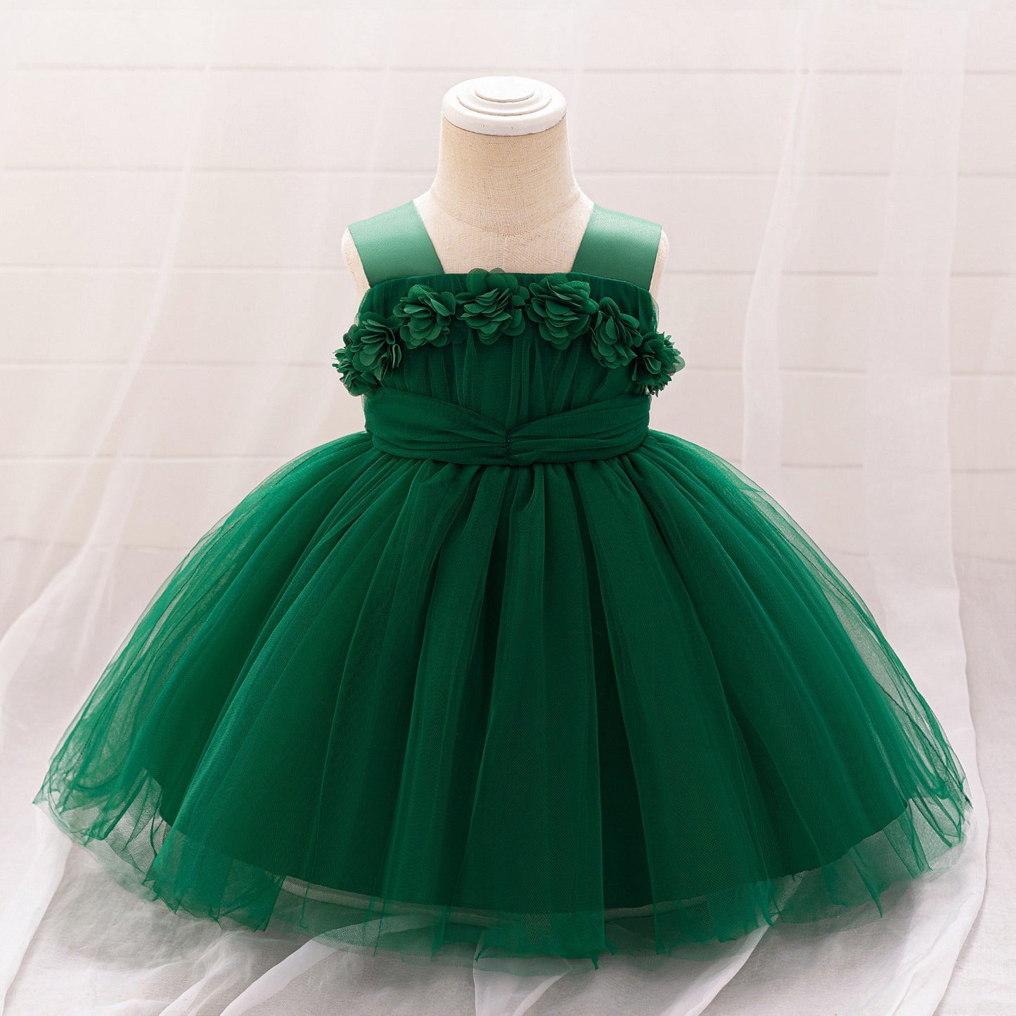 Cute Puffy Tulle Ball Gown Princess Dress for Toddlers - Square Neck Tea Length