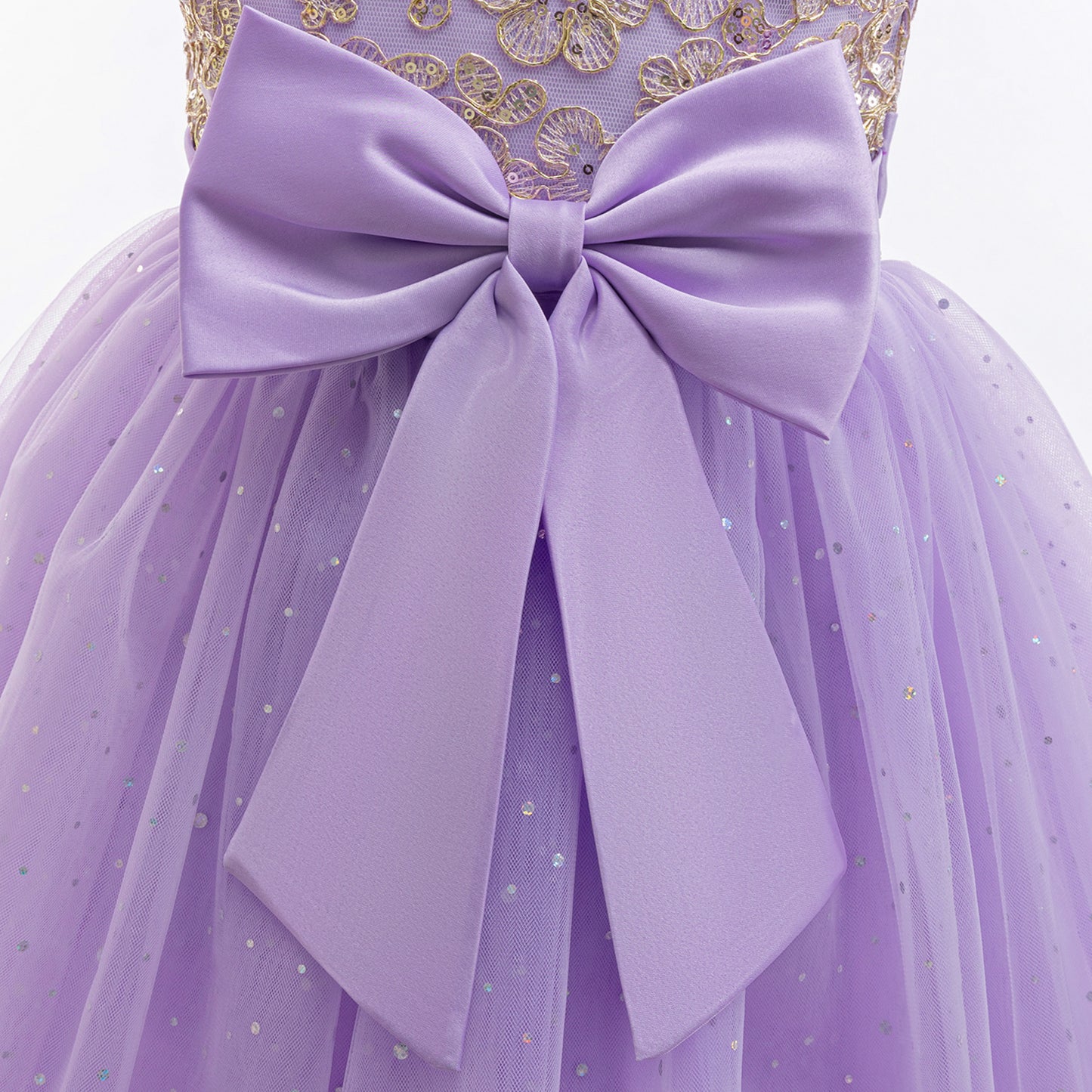 Puffy Tulle Ball Gown Dress for Girls - Lace & Bowknot Princess Party Dress