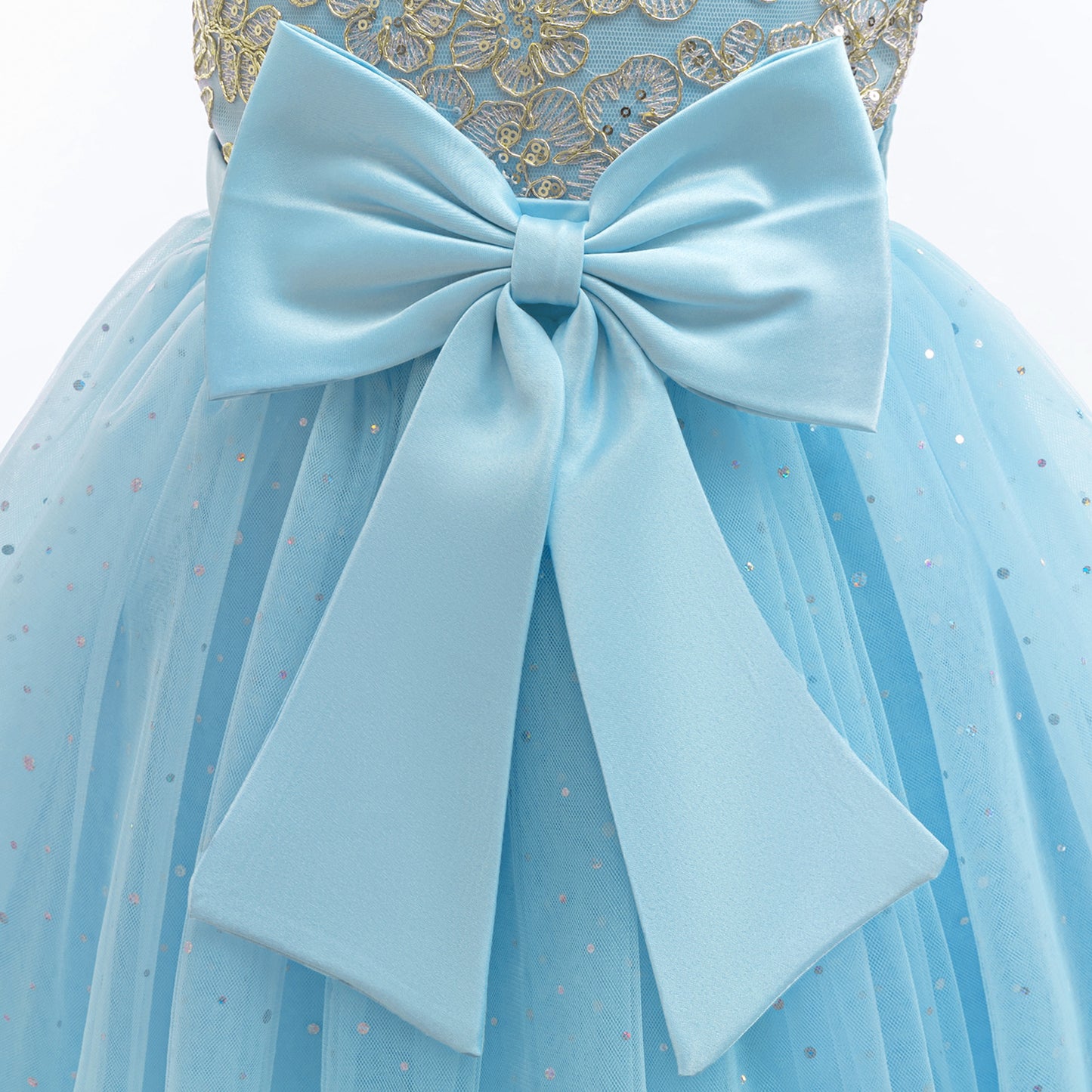 Puffy Tulle Ball Gown Dress for Girls - Lace & Bowknot Princess Party Dress