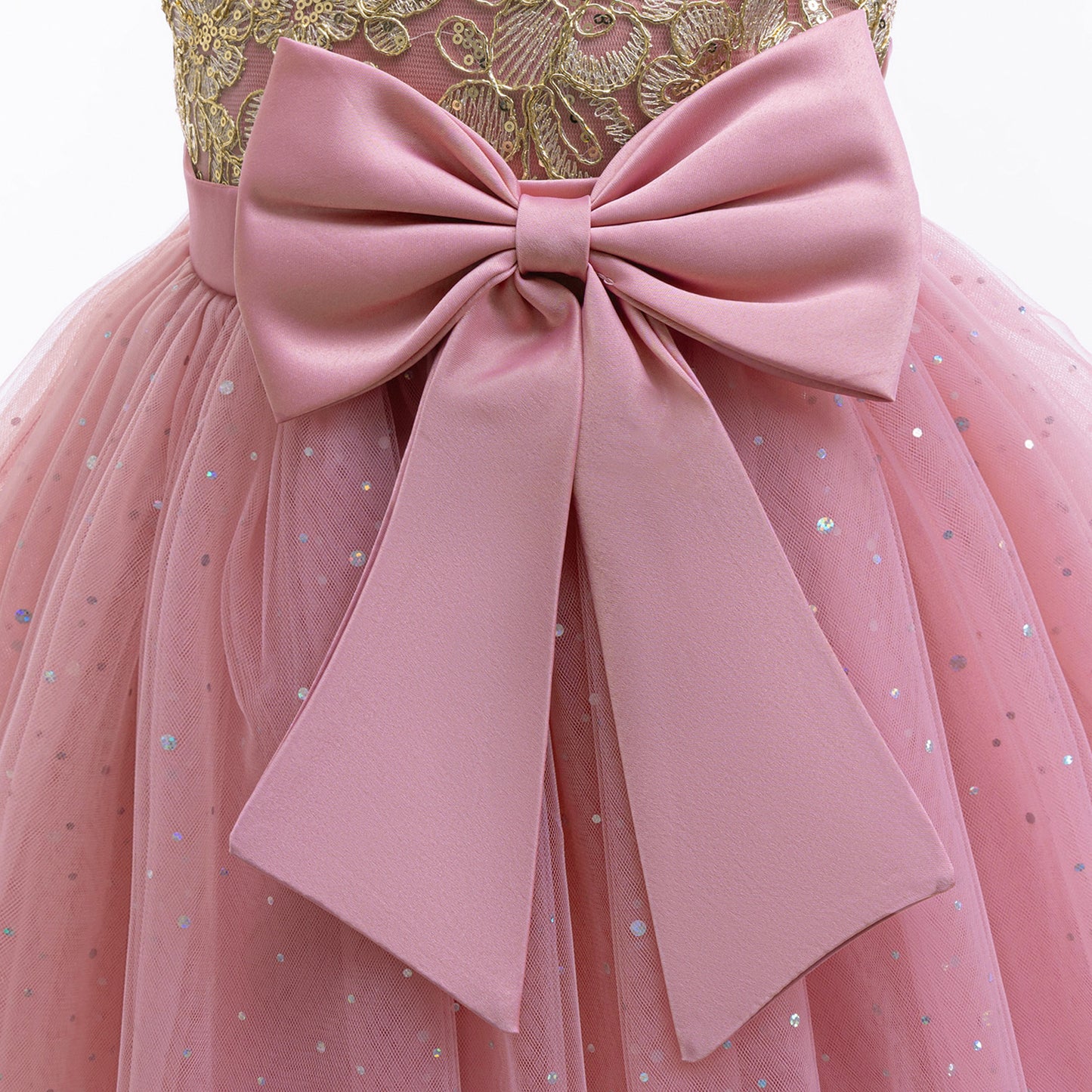 Puffy Tulle Ball Gown Dress for Girls - Lace & Bowknot Princess Party Dress