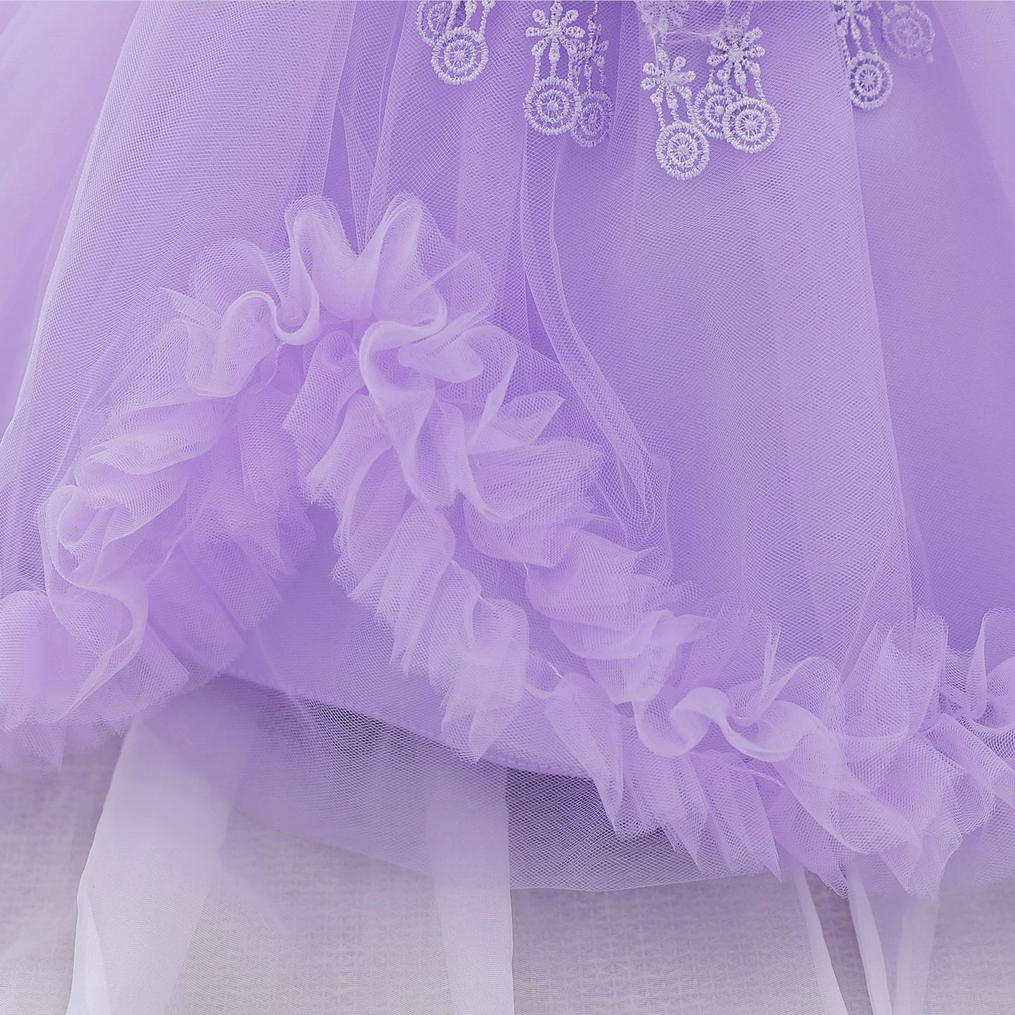 Cute Puffy Tulle Flower Girl Dress for Party & Wedding – Lace & Bow Detail