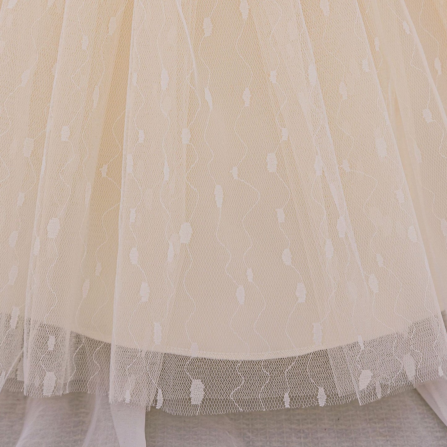 Puffy Tulle Flower Girl Princess Dress with Bow | Cute Bubble Sleeve Toddler Gown