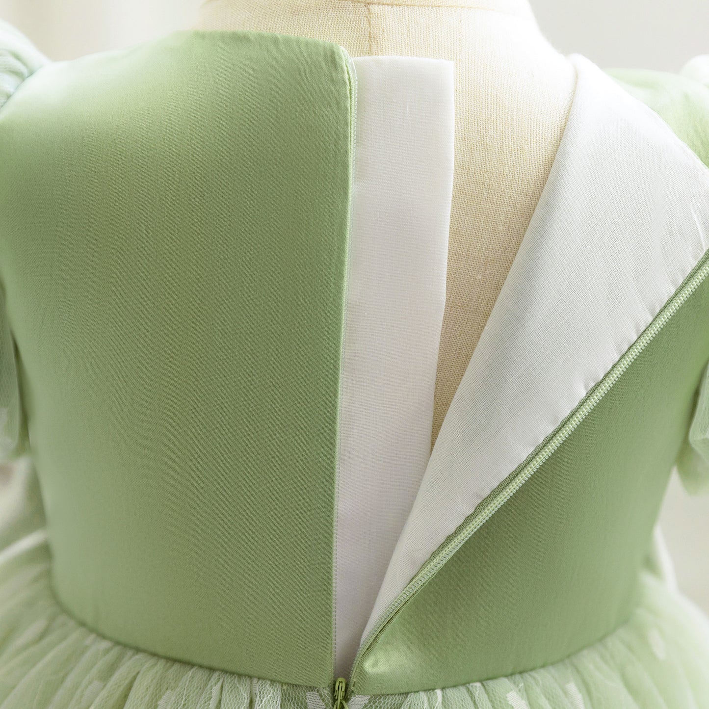 Puffy Tulle Flower Girl Princess Dress with Bow | Cute Bubble Sleeve Toddler Gown