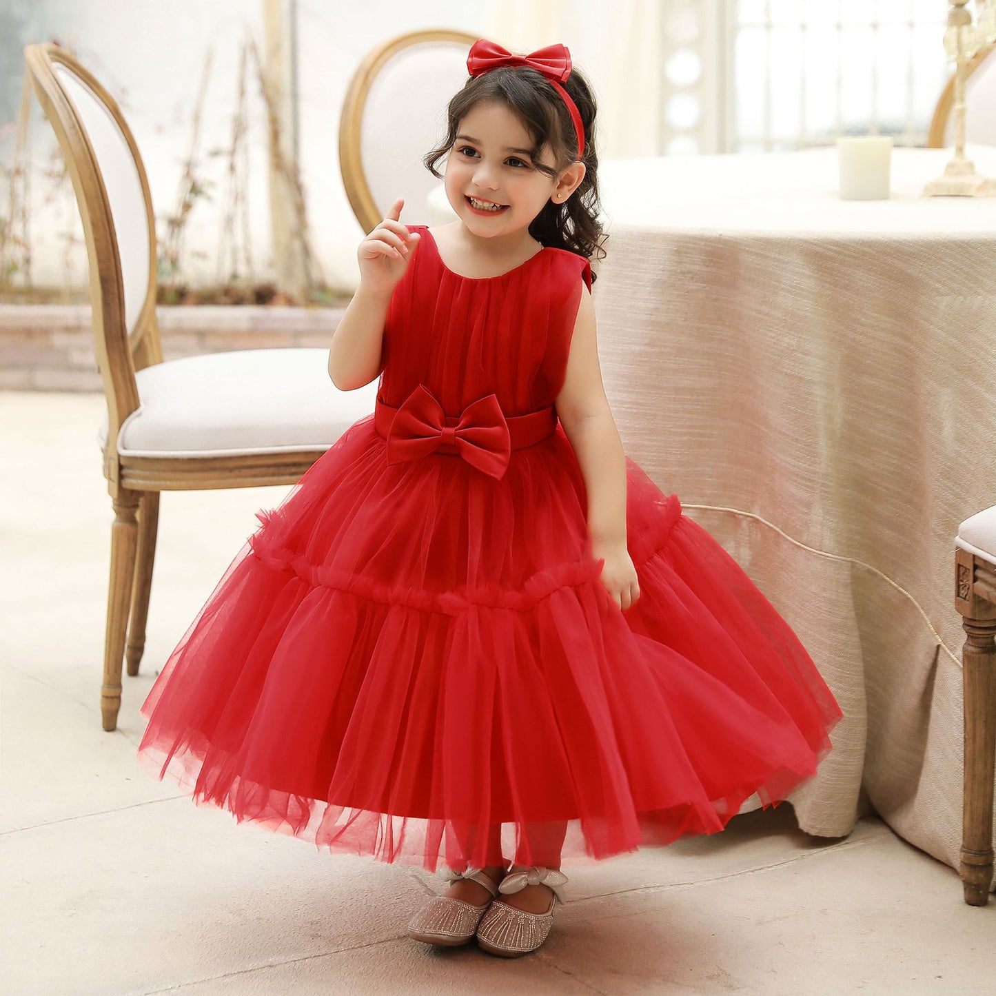 Puffy Tulle Toddler Princess Dress – Tea-Length Party & Flower Girl Gown