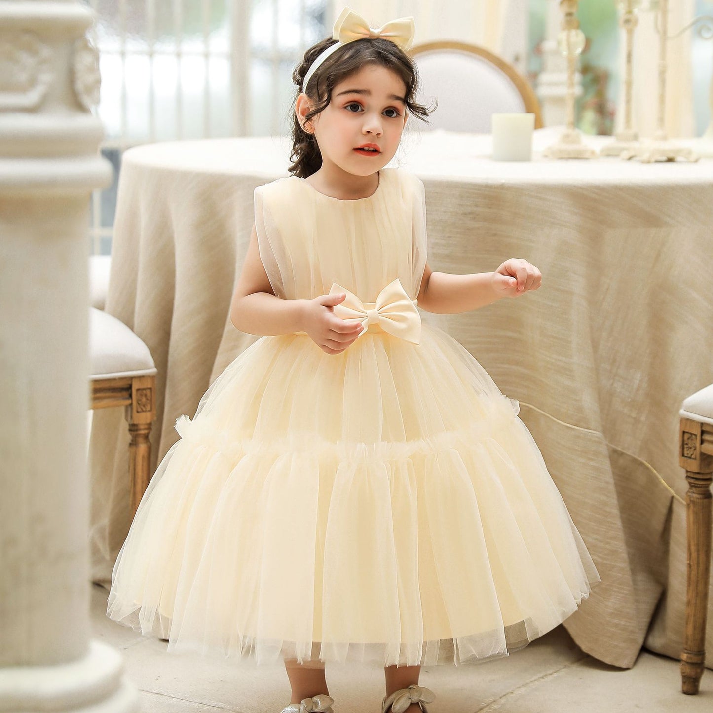 Puffy Tulle Toddler Princess Dress – Tea-Length Party & Flower Girl Gown