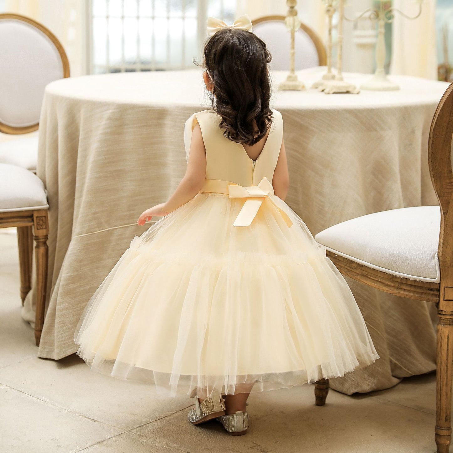Puffy Tulle Toddler Princess Dress – Tea-Length Party & Flower Girl Gown