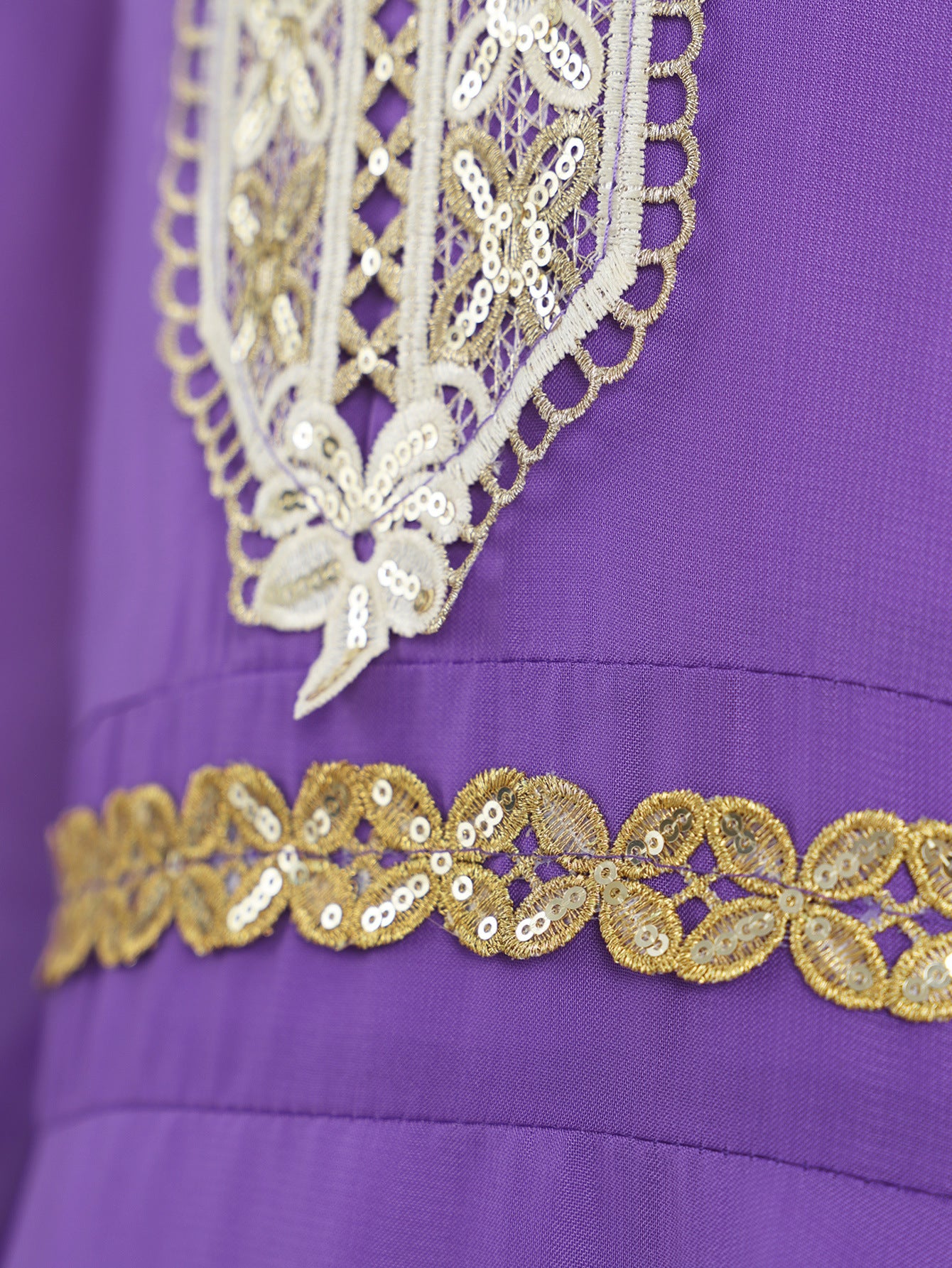 Purple Chiffon Maxi Dress for Girls with Sequins & Embroidery | Long Sleeve Party Gown Ages 5-13
