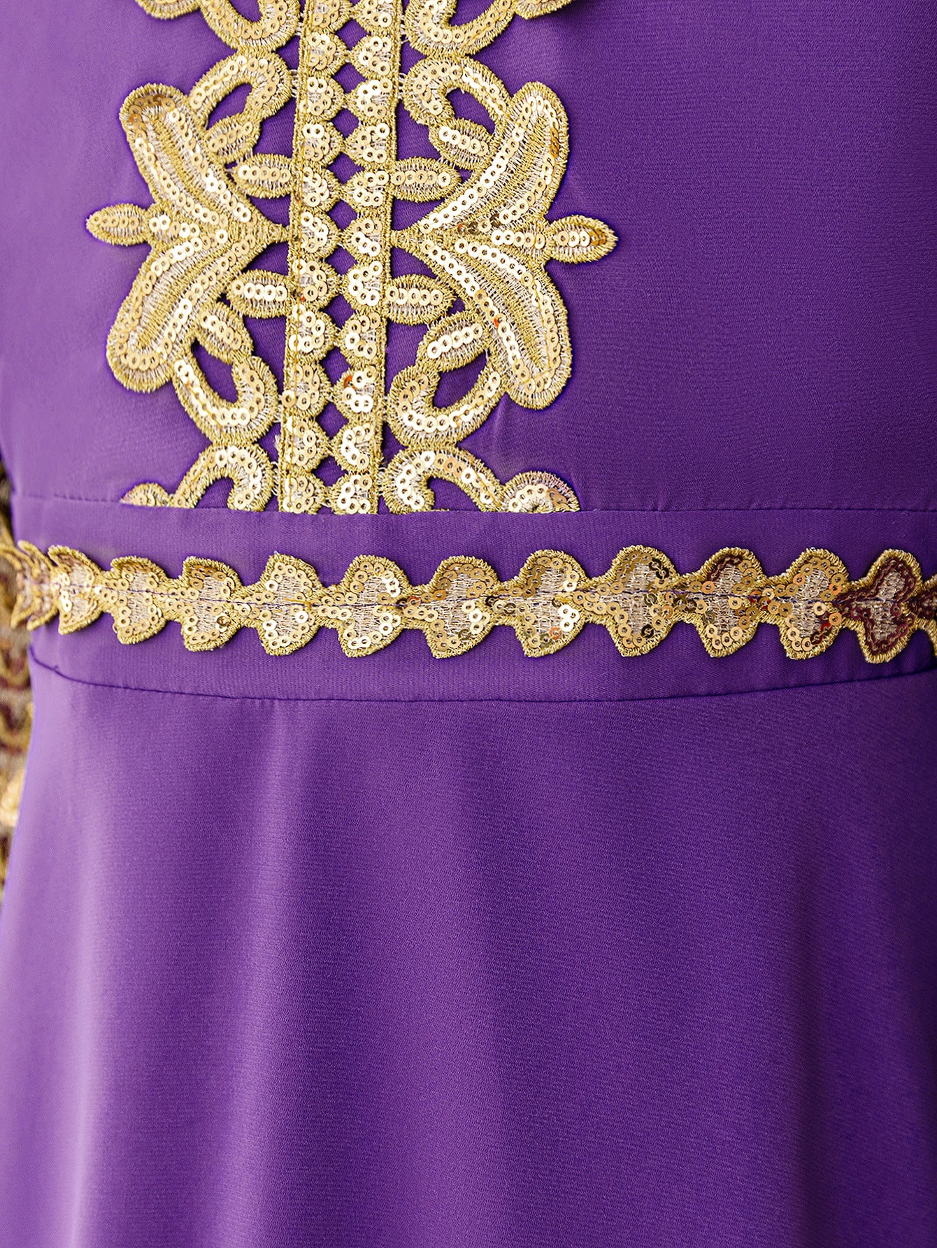 Cute Purple Long Sleeve Maxi Dress for Girls – Lace & Sequin Party Gown