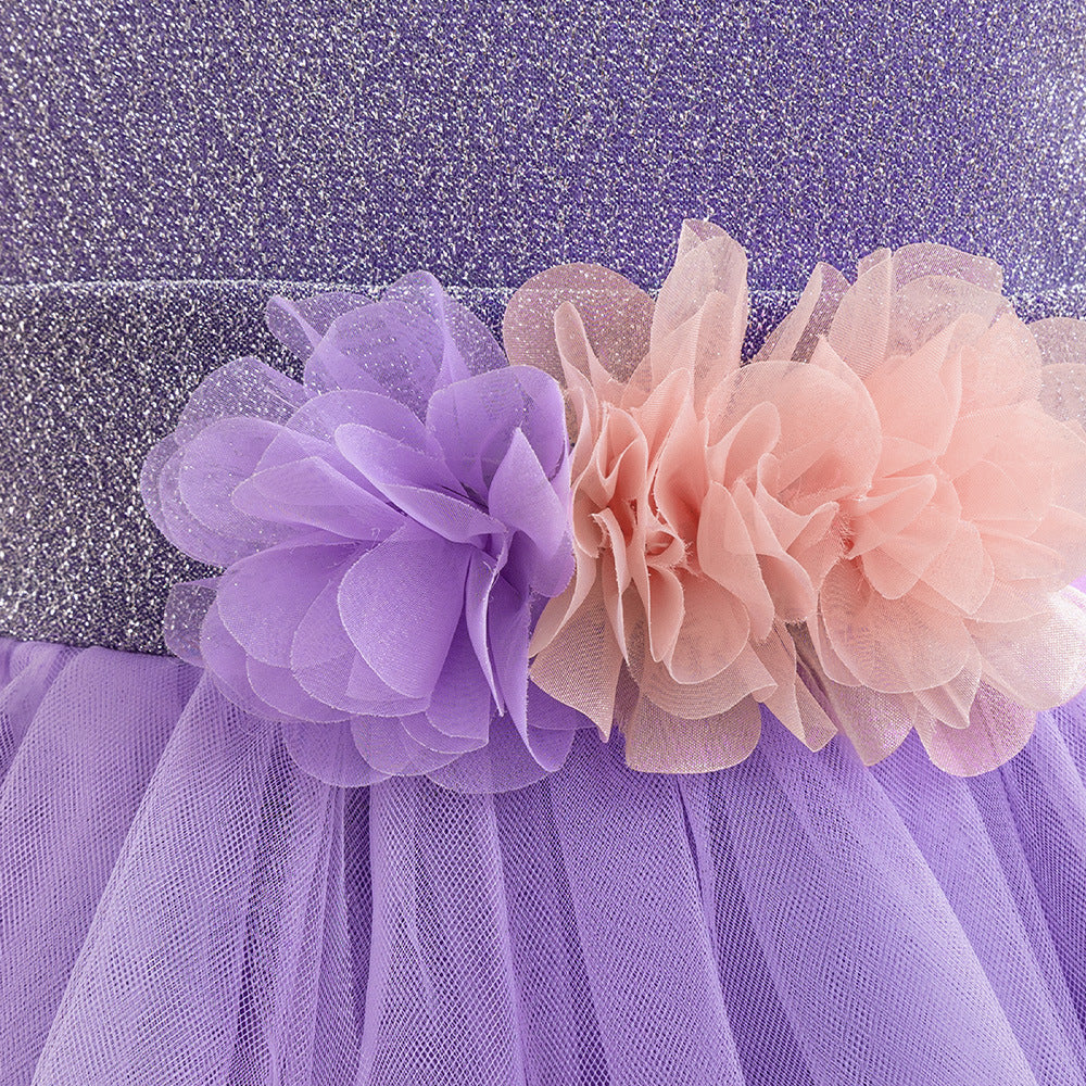 Purple Ombre Puffy Princess Dress for Kids | Ball Gown Tea Length Flower Girl Dress
