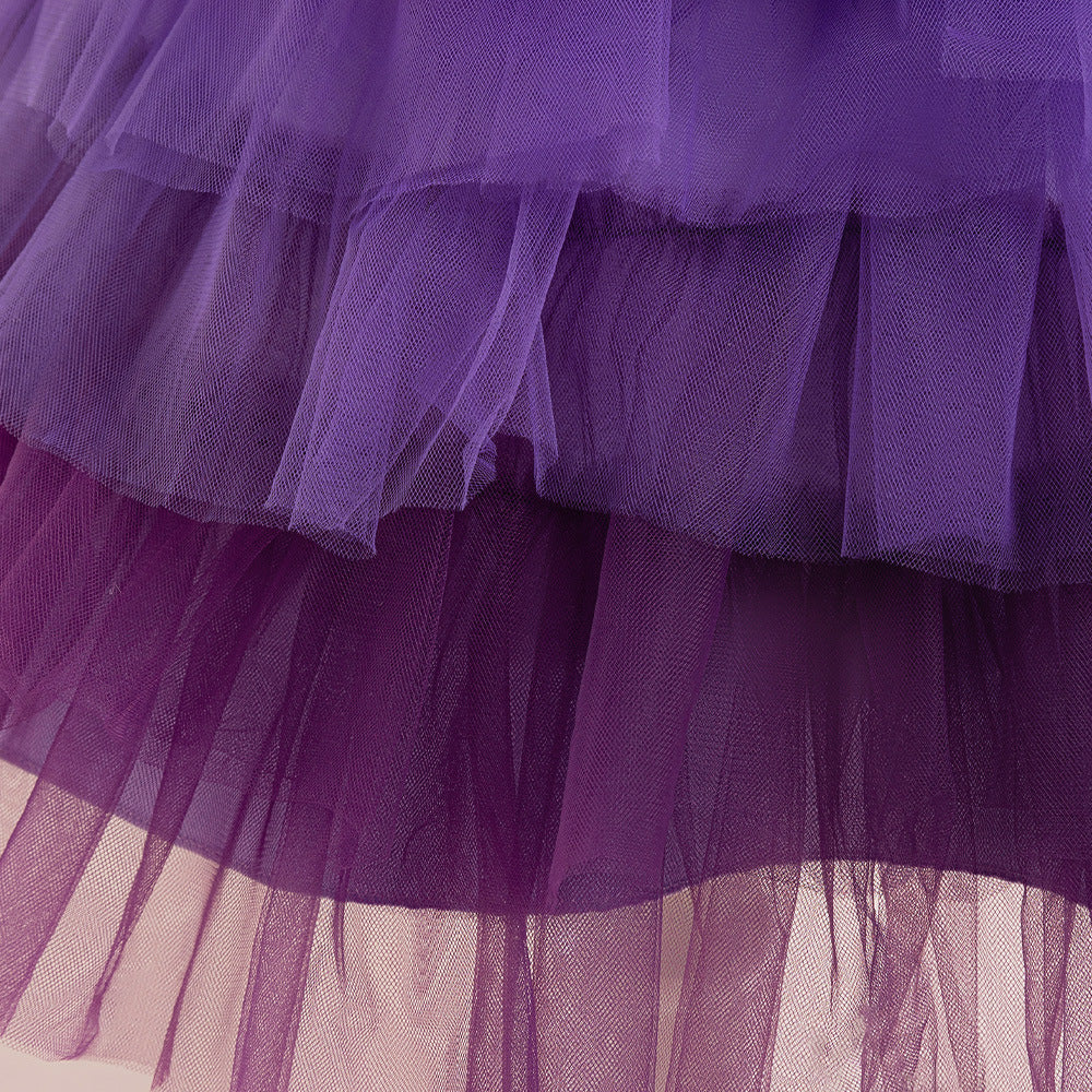Purple Ombre Puffy Princess Dress for Kids | Ball Gown Tea Length Flower Girl Dress