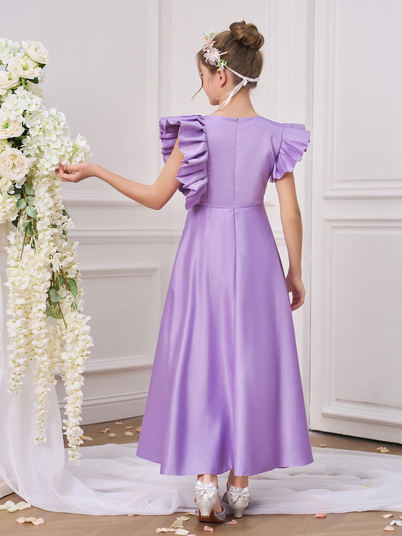 Purple Princess Maxi Dress for Girls – A-line Party & Event Gown with Applique