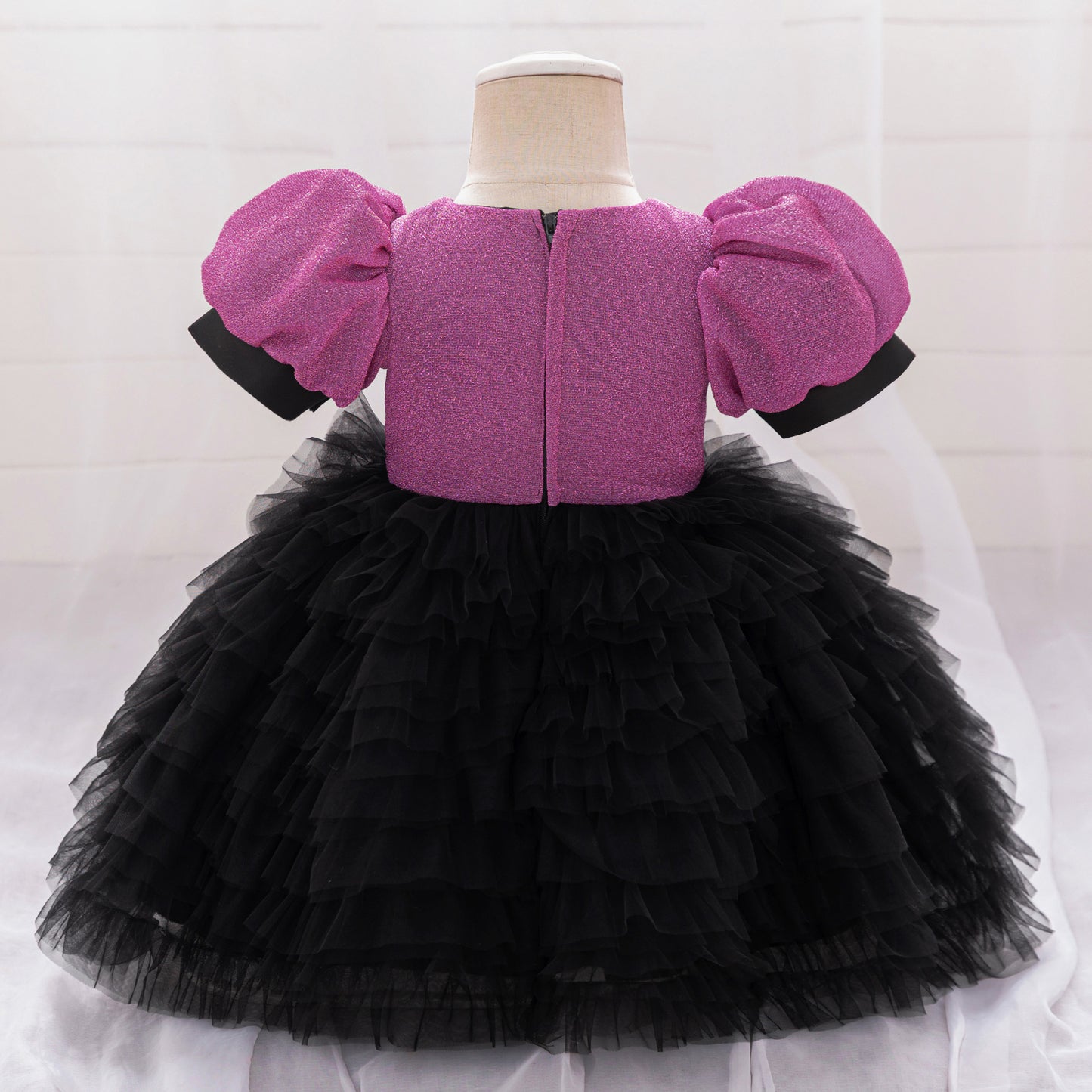 Purple Puffy Princess Ball Gown Dress for Little Girls – Tea Length, Tulle & Sequin