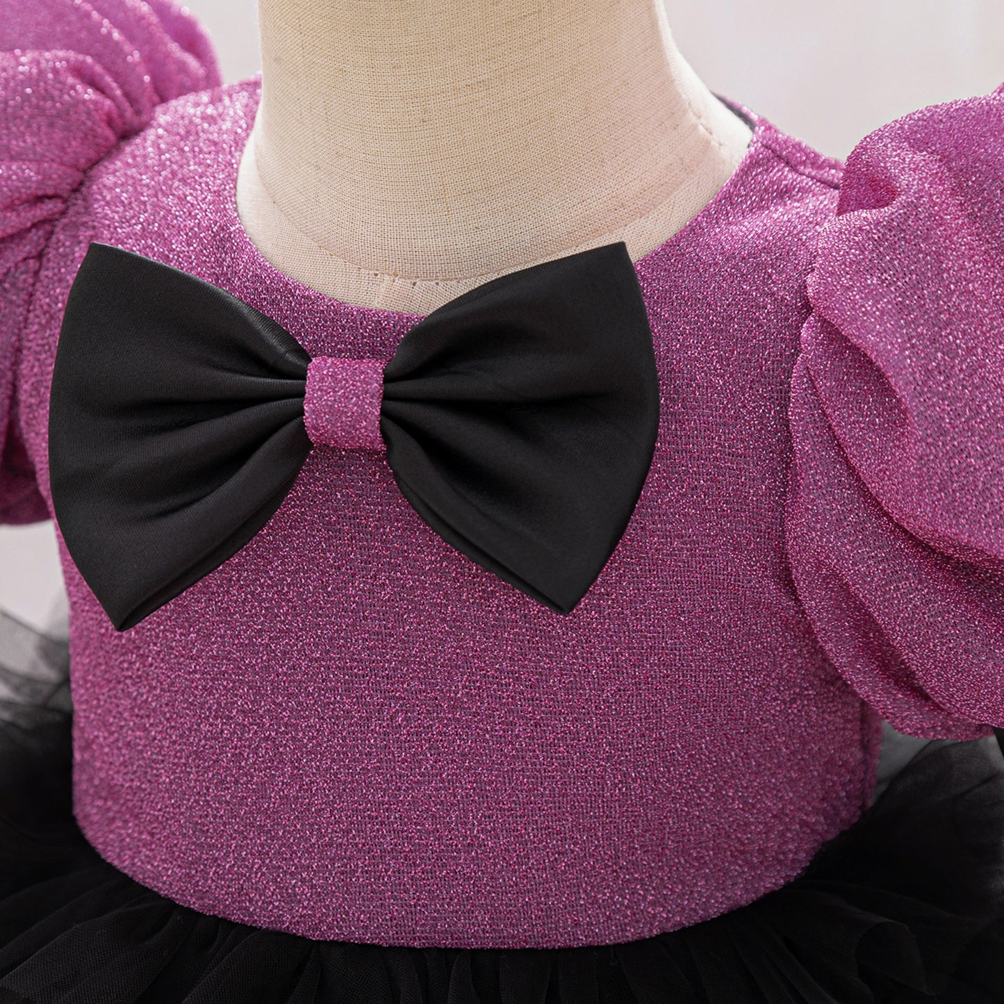 Purple Puffy Princess Ball Gown Dress for Little Girls – Tea Length, Tulle & Sequin