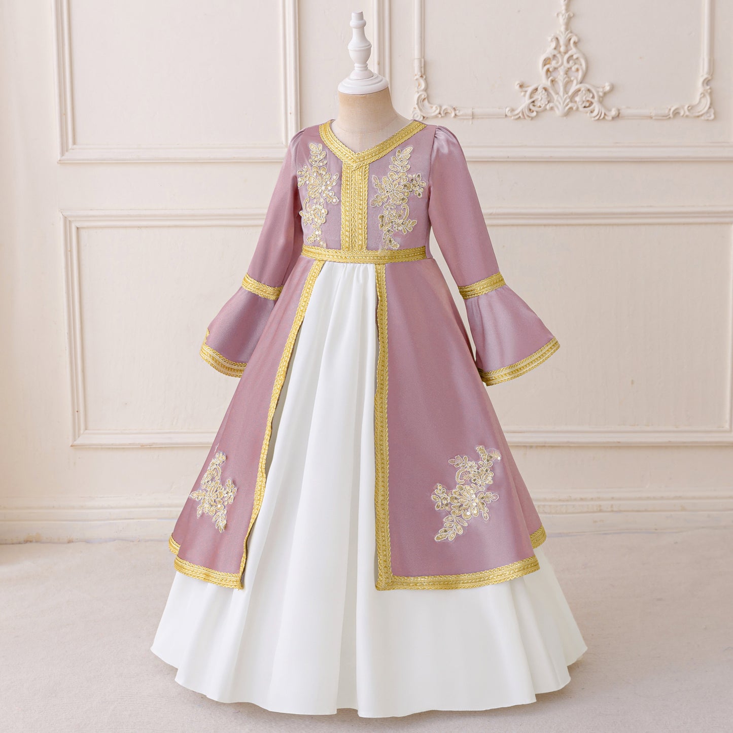 Purple Sequined Lace A-Line Maxi Dress for Girls 3-8 Years – Party, Wedding & Festival Outfit
