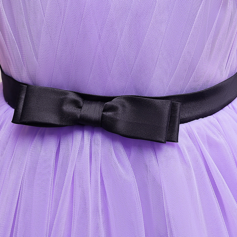 Purple Princess Embroidered Tulle Maxi Dress for Girls | Special Occasion