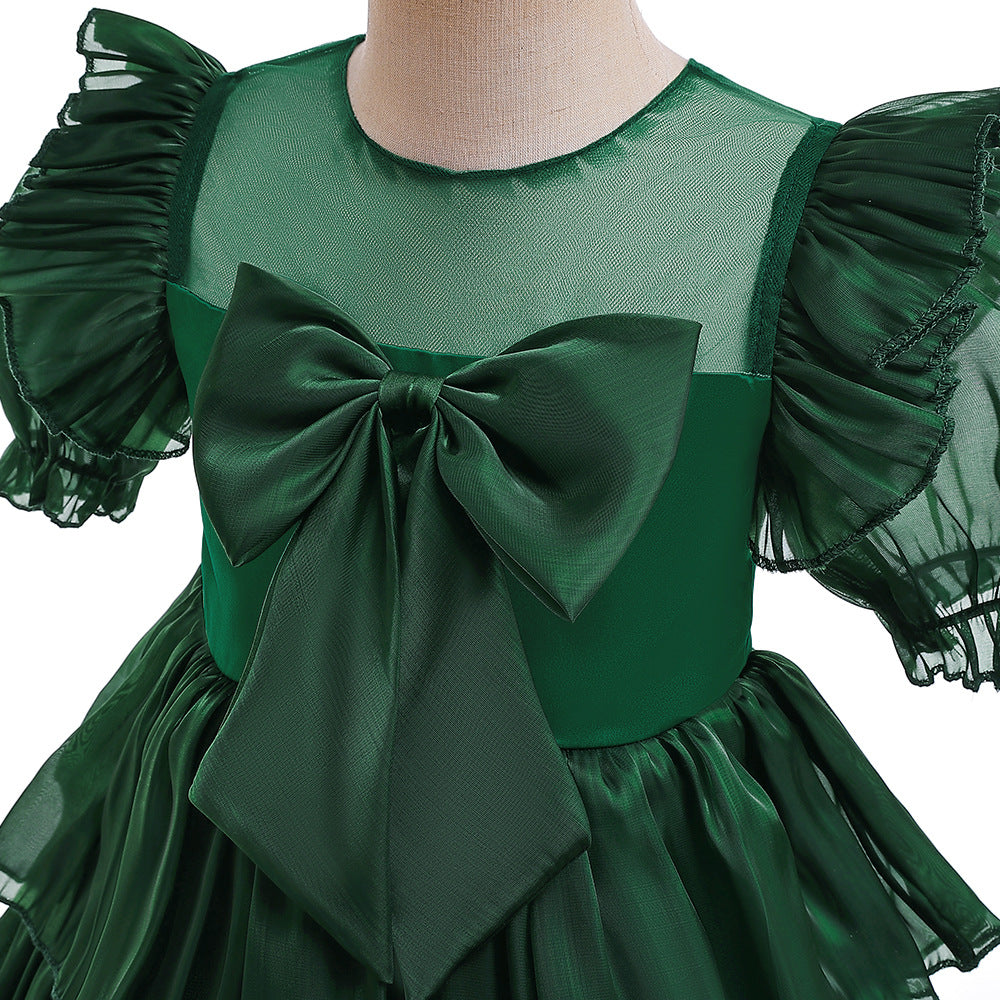 Frocklet Red Organza Puffy Sleeve Ball Gown for Girls - Party & Flower Girl Dress 12