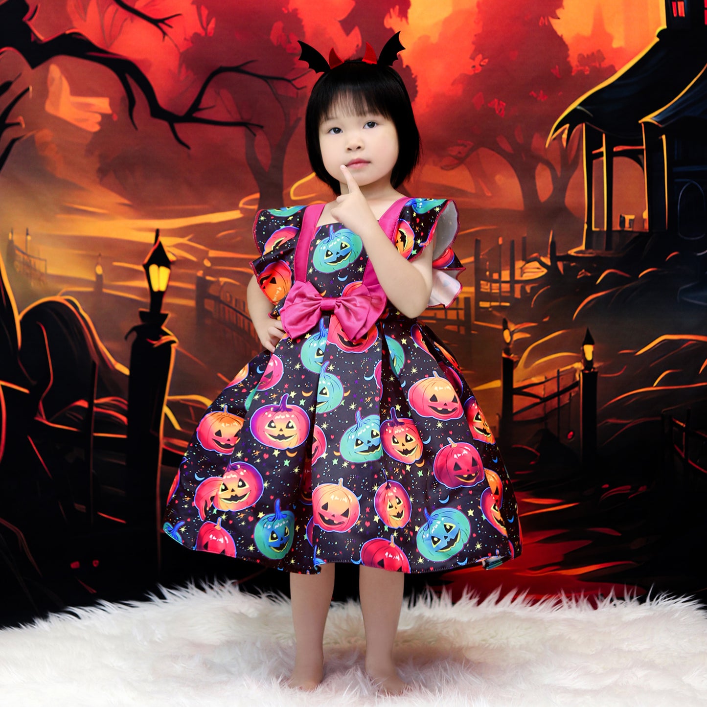 Cute Rose Red Pumpkin Princess Dress for Girls | Puffy Ball Gown Costume