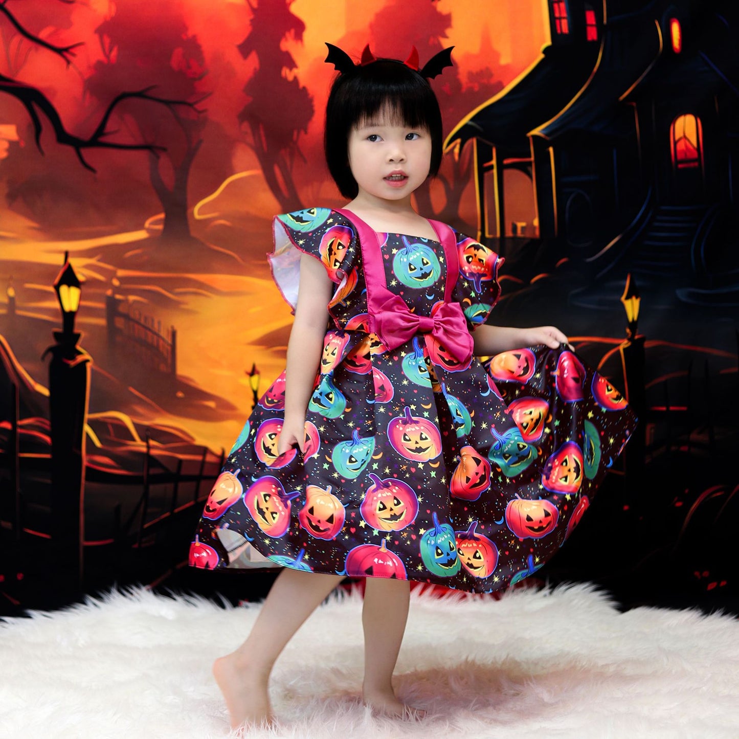 Cute Rose Red Pumpkin Princess Dress for Girls | Puffy Ball Gown Costume