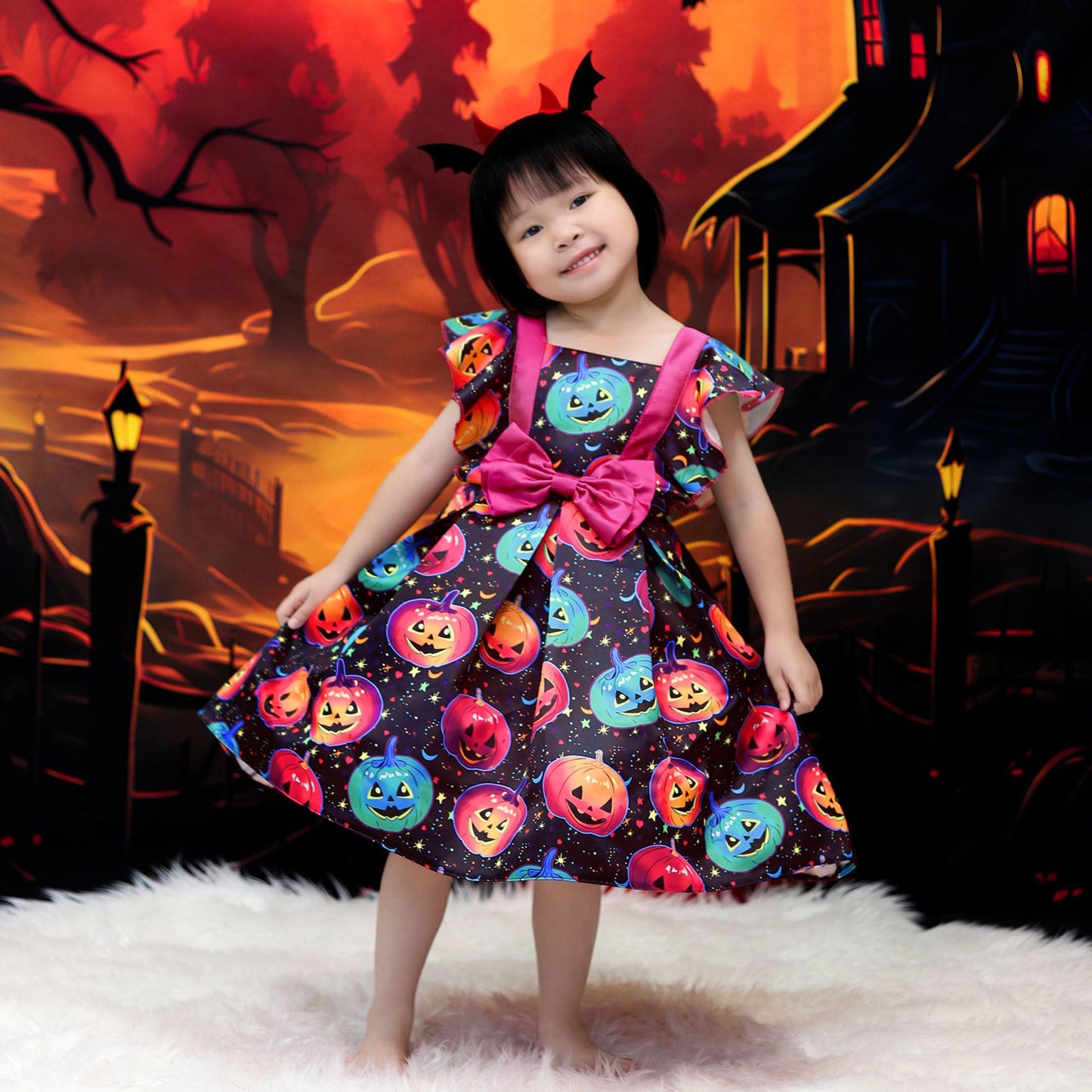 Cute Rose Red Pumpkin Princess Dress for Girls | Puffy Ball Gown Costume