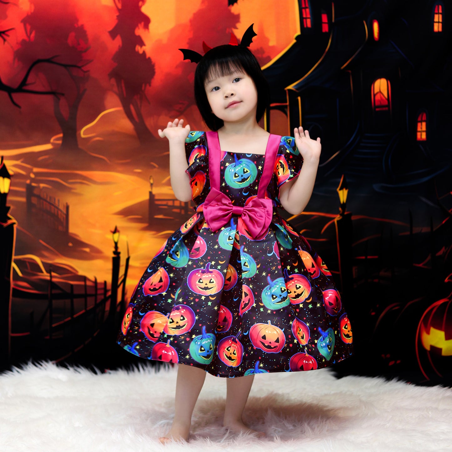 Cute Rose Red Pumpkin Princess Dress for Girls | Puffy Ball Gown Costume