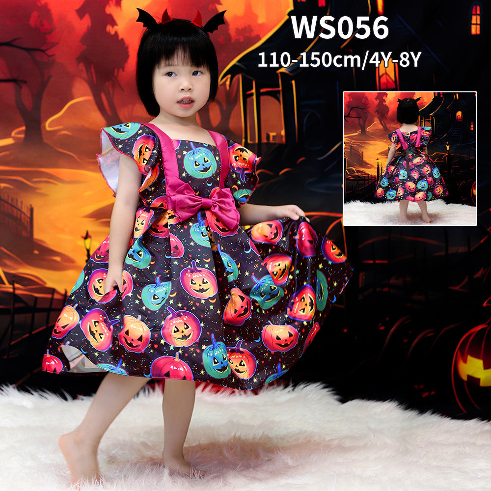 Cute Rose Red Pumpkin Princess Dress for Girls | Puffy Ball Gown Costume