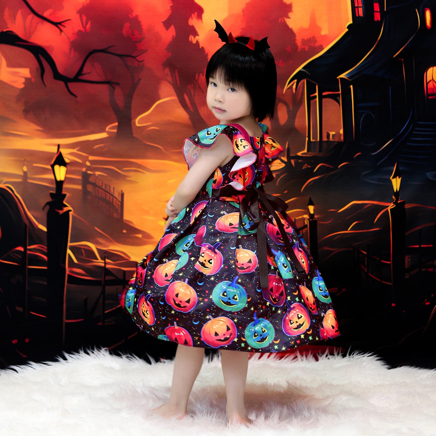 Cute Rose Red Pumpkin Princess Dress for Girls | Puffy Ball Gown Costume