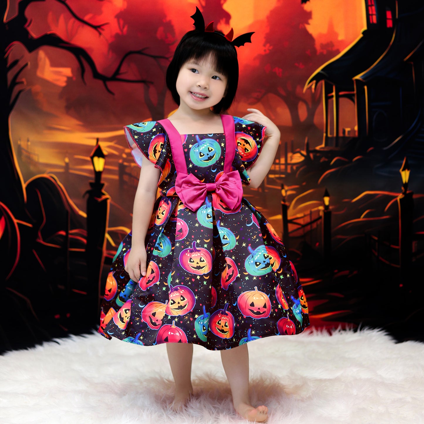 Cute Rose Red Pumpkin Princess Dress for Girls | Puffy Ball Gown Costume