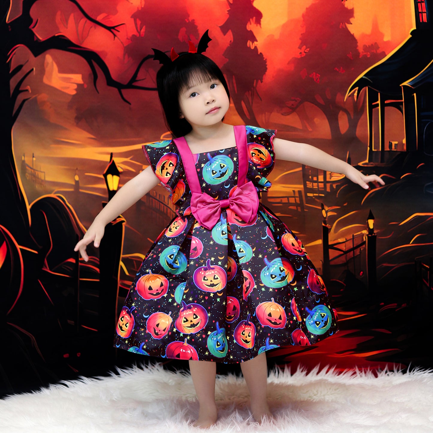 Cute Rose Red Pumpkin Princess Dress for Girls | Puffy Ball Gown Costume