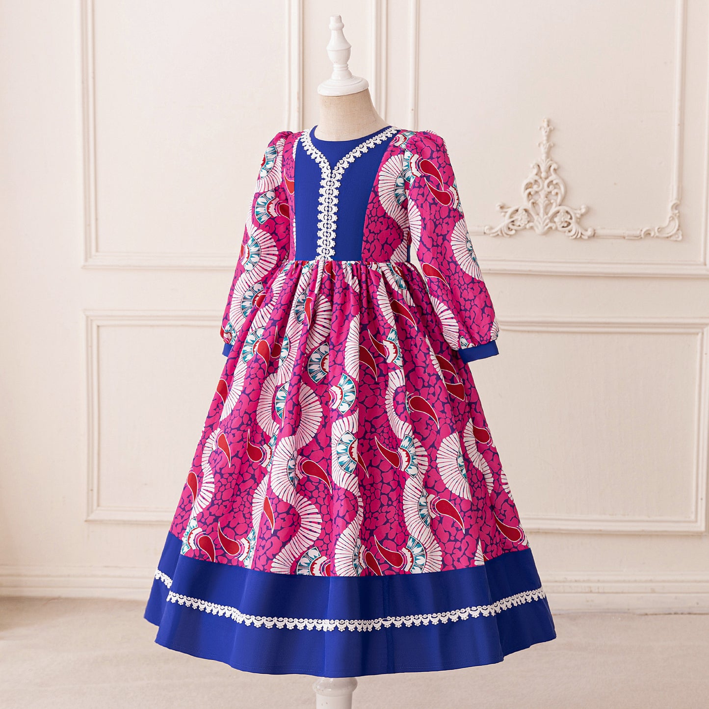 Rose Red Floral Maxi Dress for Girls – Party, Wedding, Festival & Formal Wear