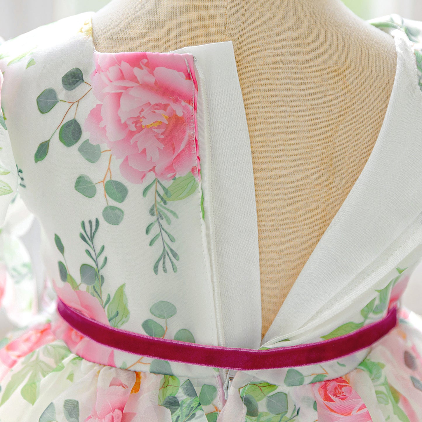 Rose Red Floral Puffy Dress for Girls - Infant & Toddler Party Gown