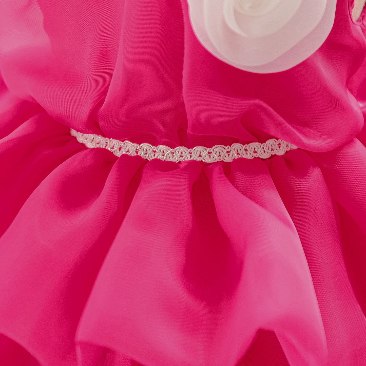 Rose Red Tiered Organza Ball Gown Dress for Girls | Cute Puffy Flower Girl Birthday Party Dress