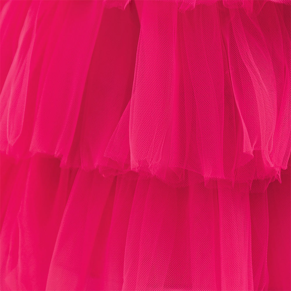 Rose Red Tiered Tulle Princess Dress for Toddlers | Flower Girl Special Occasion Gown