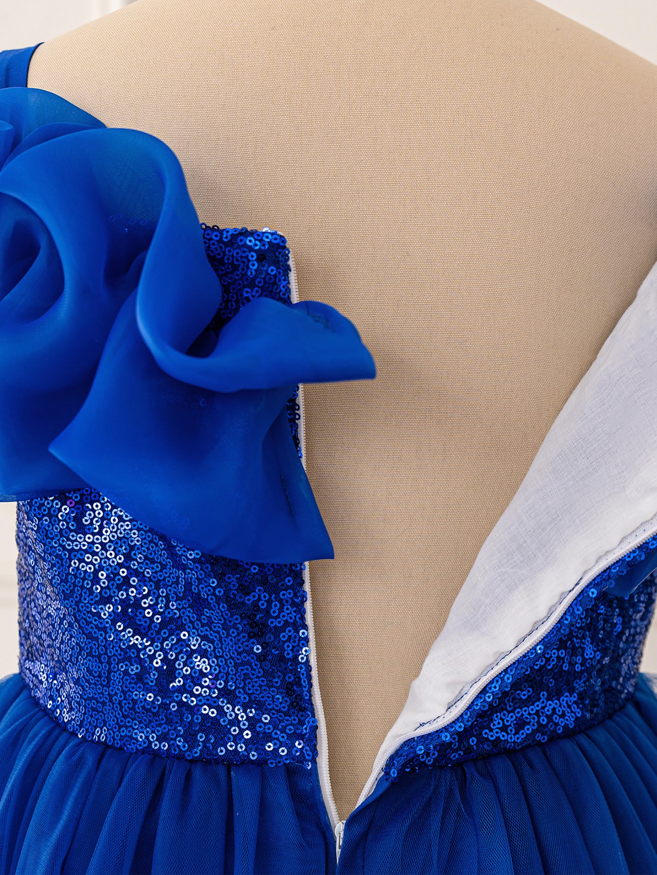 Royal Blue Sequin Off-Shoulder Princess Dress for Girls (Ages 5-13) | Maxi Tulle Formal Gown