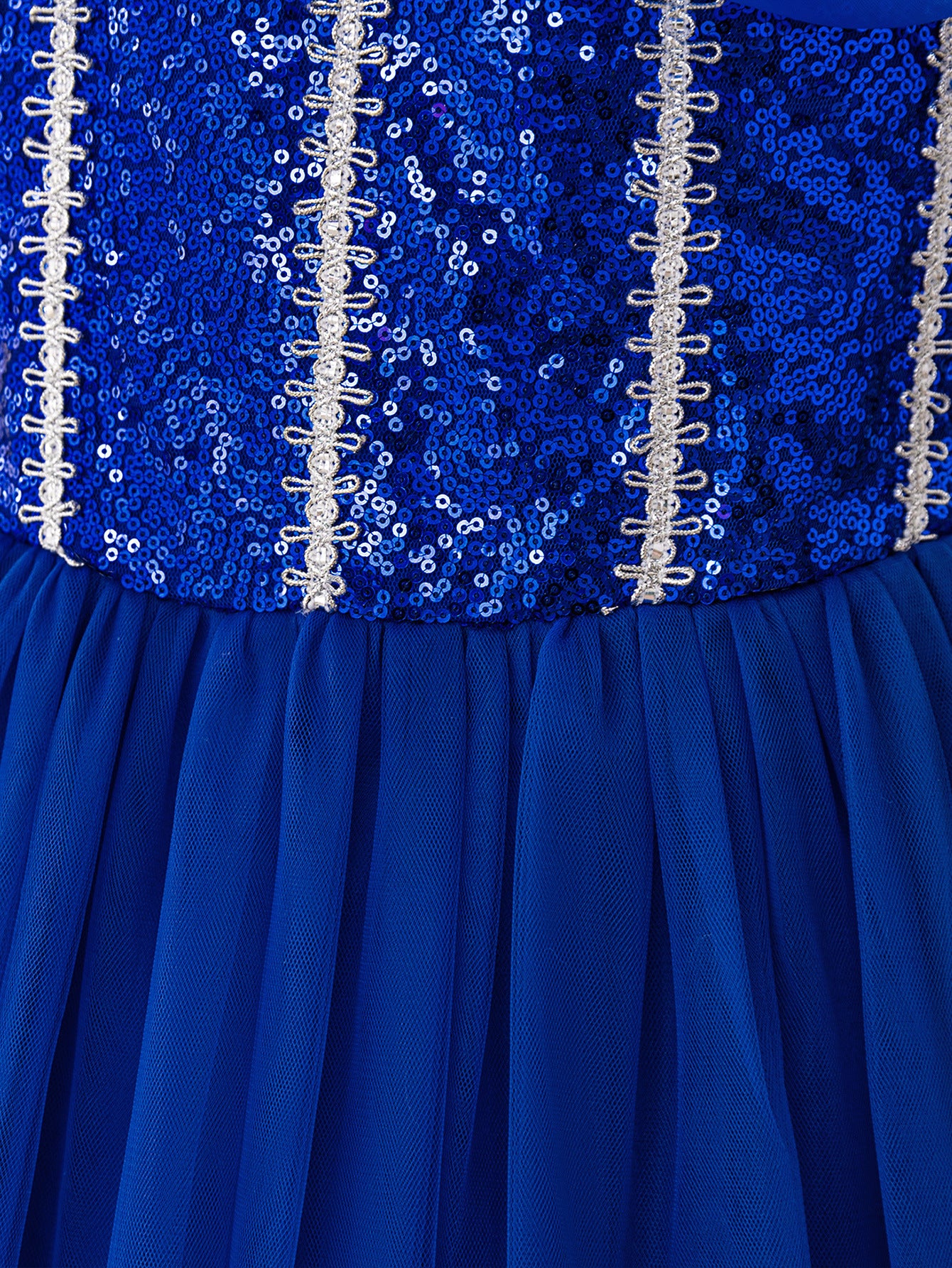 Royal Blue Sequin Off-Shoulder Princess Dress for Girls (Ages 5-13) | Maxi Tulle Formal Gown