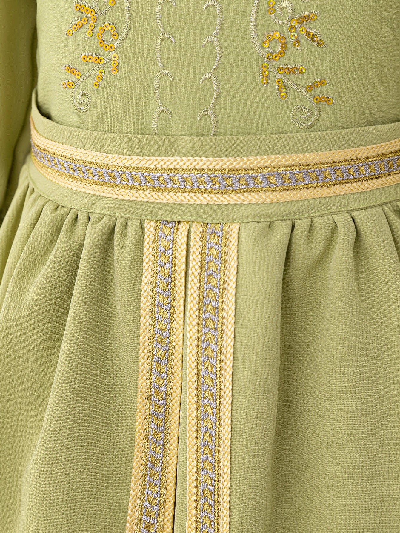 Sage Green Embroidered Maxi Dress with Bowknot for Girls (Ages 3-8)