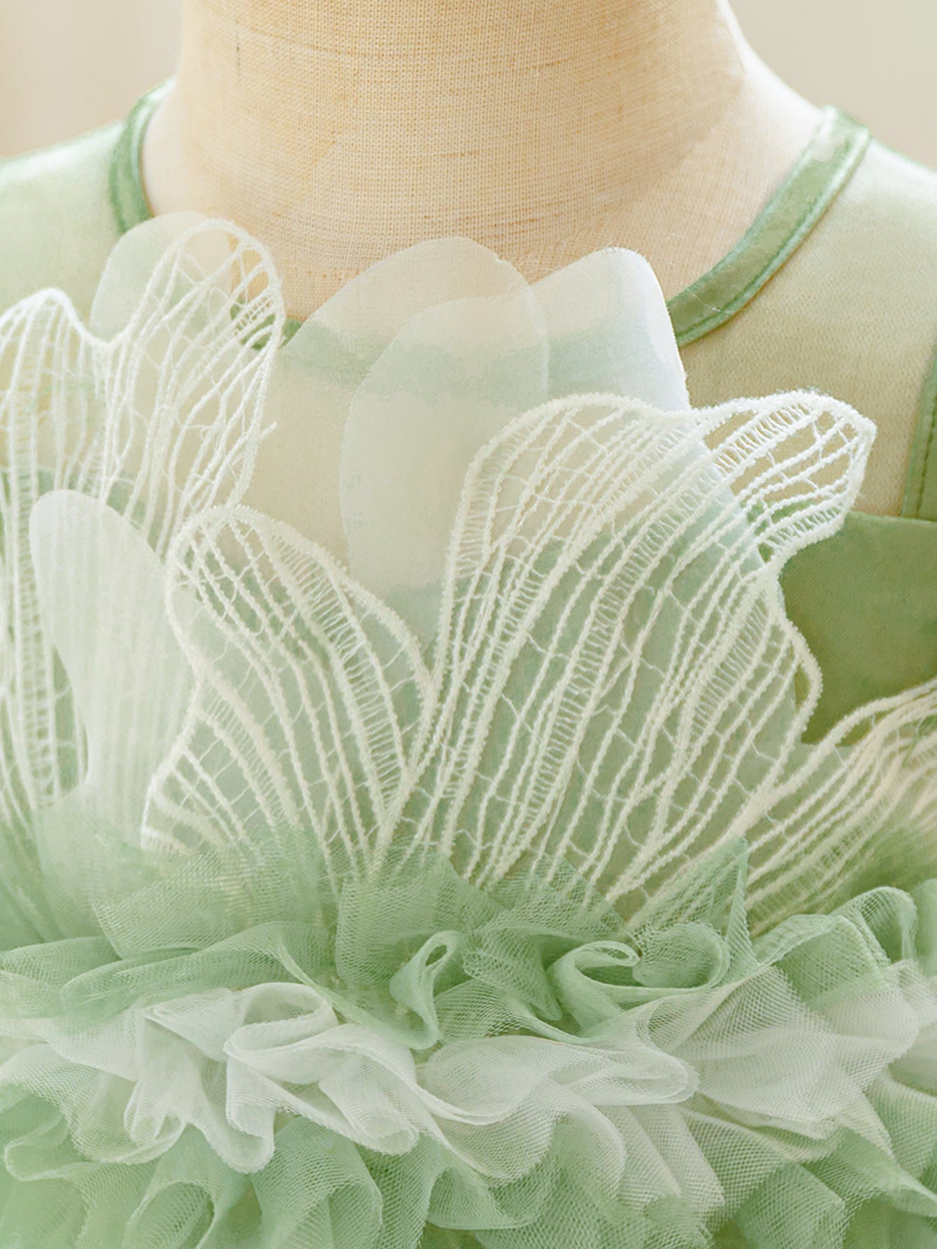 Sage Green Off-Shoulder Puffy Ball Gown for Baby Girls - Party & Wedding Dress
