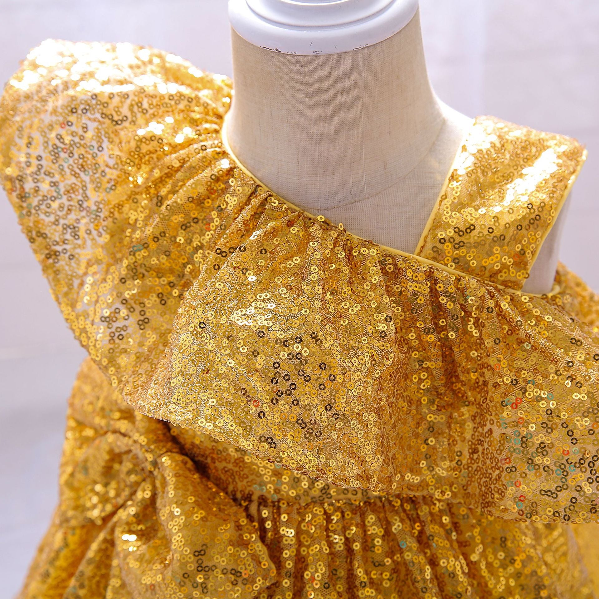 Frocklet Sequin A-Line Flower Girl Dress with Bow & Ruffle – Tea Length Special Occasion Outfits 19