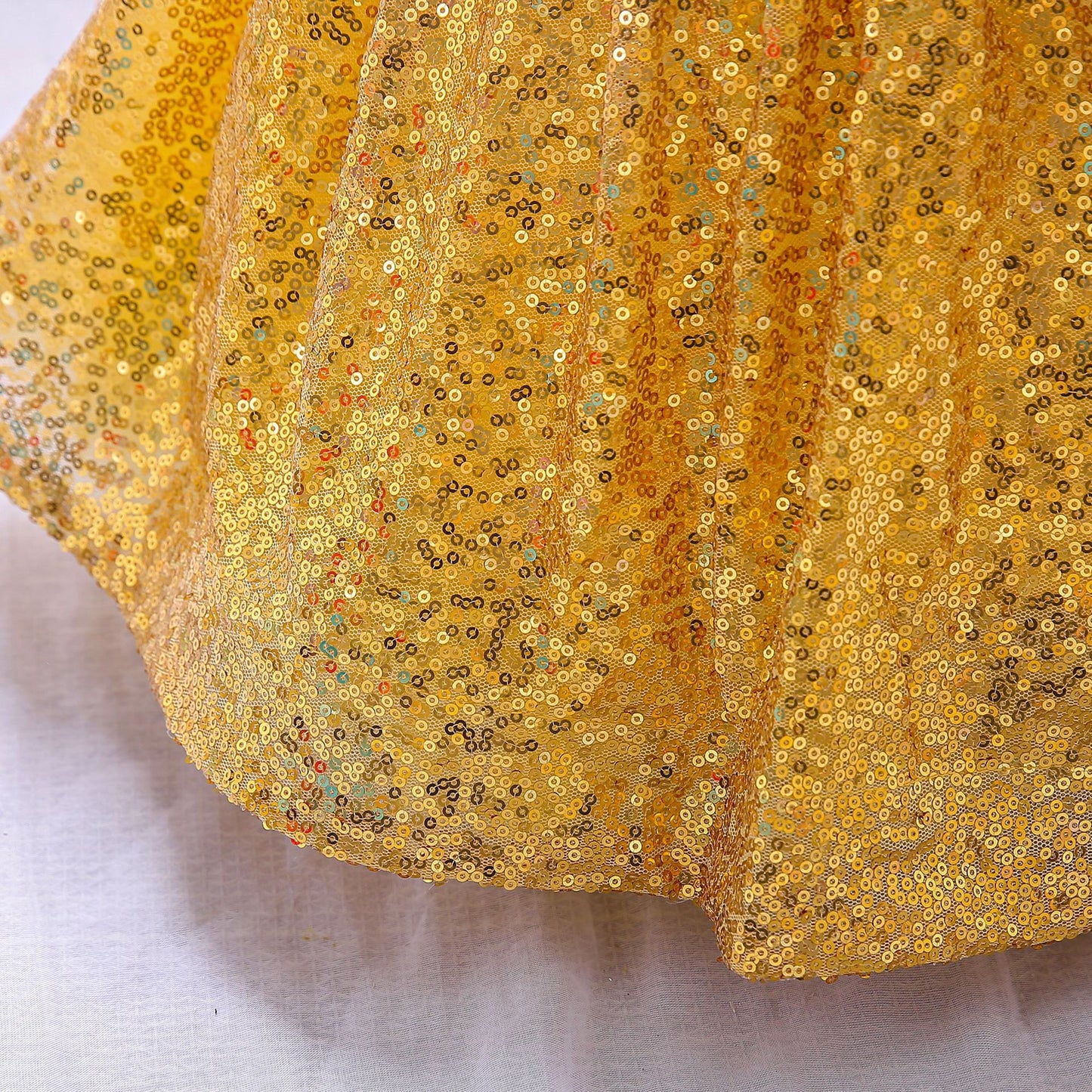 Sequin A-Line Flower Girl Dress with Bow & Ruffle – Tea Length Special Occasion Outfits