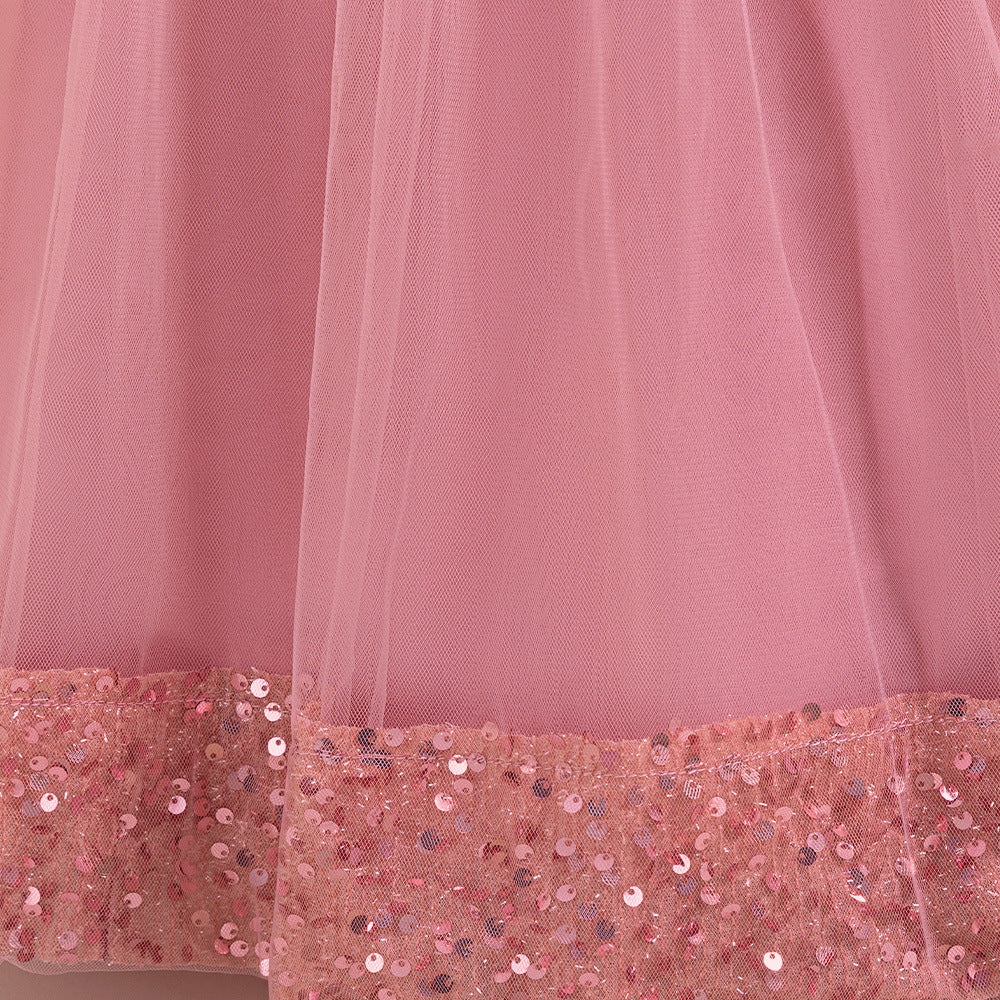 Sparkly Sequin Maxi Princess Dress for Girls | A-Line Formal Gown with Bow