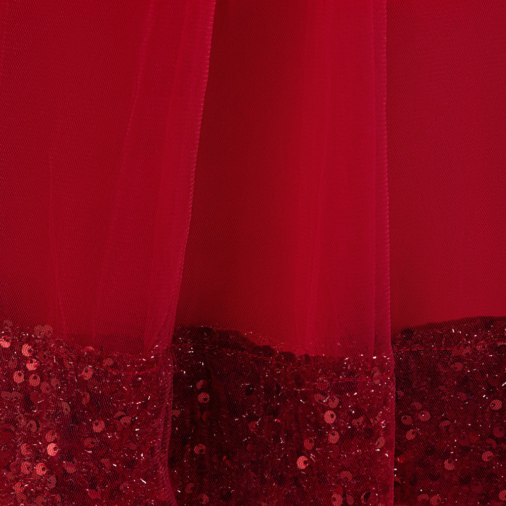 Sparkly Sequin Maxi Princess Dress for Girls | A-Line Formal Gown with Bow